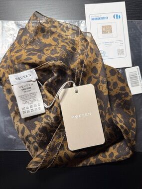 Alexander McQueen Brown and Black Leopard Print Scarf
